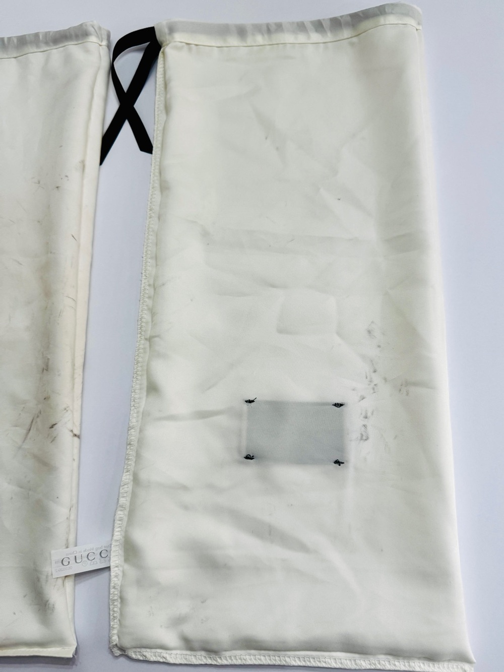 Gucci White Satin Dust Bags Set of 2-Authentic Storage Bag with Drawstring 17x8 - Picture 7 of 14